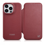 iCarer CE Premium odinis folio dėklas iPhone 14 Pro Max magnetinis atverčiamas dėklas MagSafe raudona