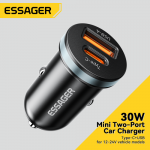 Automobilinis Įkroviklis Essager "Rui Mini" Juodas 30W (1xPD / 1xQC3.0)