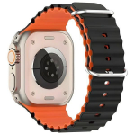 Beline dirželis Apple Watch Silicone Waves 42/44/45/49mm juodas-oranžinis box