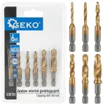 HSS grąžtų-sriegiklių rinkinys su HEX kotu, M3&ndash;M10, 6 vnt. GEKO G38136