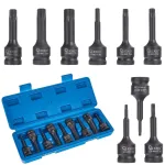 Smūginių TORX galvučių rinkinys CrMo 1/2&Prime;, T20&ndash;T70, 9 vnt. GEKO G10526