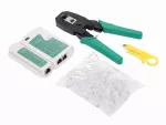 Tinklo įrankių rinkinys su testeriu, spaustuvu ir RJ45 ki&scaron;tukais KD10882