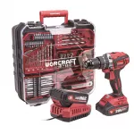 Akumuliatorinis suktuvas-gręžtuvas su kalimu WORCRAFT 20V LI-ION ir priedais 78vnt., 2x2.0Ah
