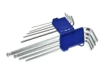 Ilgų &scaron;e&scaron;iakampių raktų su rutuliniu galu rinkinys, 1,5&ndash;10 mm, 9 vnt., iki 260 mm GEKO G01703