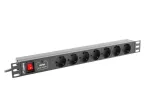 LANBERG PDU RACK maitinimo laidas (1U, 10A, 7x SHUKO, 2M)