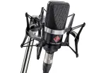 Neumann TLM 102 MT studijos rinkinys - didelės diafragmos kondensatorinis mikrofonas su amortizuojančiu laikikliu, juodas