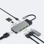 GREEN CELL &Scaron;AKOTOJO USB-C ADAPTERIS GC CONNECT 7W1 (3XUSB 3.1, HDMI 4K 60HZ, USB-C PD 85W, MICROSD/SD)