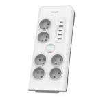 Surge protector 6 sockets AC Fr 40W, 2 m