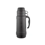 Glass thermos flask with two cups, 1 litre, black 194530 THERMOS