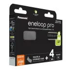 Įkraunamos baterijos PANASONIC ENELOOP PRO AA 2500 mAh 4 vnt. + dėklas (BK-3HCDE/4CP+DĖKLAS)