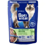 OPTIVITAL Sterile Tasty shreds in gravy with veal - wet cat food - 85g