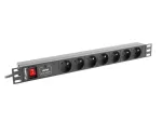 LANBERG PDU RACK maitinimo laidas (1U, 10A, 7x 230V, 2M)