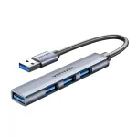 &bdquo;Vention&ldquo; USB 3.0 į USB 3.0/USB 2.0*3 mini &scaron;akotuvas, 0,15 m, pilkas, metalinis