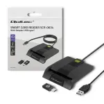 Qoltec 50634 i&scaron;manusis i&scaron;manusis ID lustinių kortelių skaitytuvas SCR-0634 | USB C tipo
