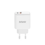 SAVIO LA-06 USB A ir C tipo greito įkrovimo maitinimo &scaron;altinis 3.0, skirtas vidaus patalpoms