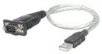 Manhattan USB-A į nuoseklųjį keitiklį turintis kabelis, 45 cm, ki&scaron;tukas į ki&scaron;tuką, nuoseklusis/RS232/COM/DB9, &bdquo;Prolific PL-2303RA&ldquo; lustas, juodas/sidabrinis kabelis, trejų metų garantija, atitinka ICUSB232V2