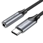 &bdquo;Vention&ldquo; USB-C ki&scaron;tukas į 3,5 mm ausinių lizdą su DAC adapteriu, 0,1 m, pilkas aliuminio lydinio tipas