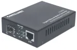 Intellinet Gigabit Ethernet to SFP Media Converter, 10/100/1000Base-Tx to SFP slot, empty (Euro 2-pin plug)