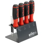 Wiha screwdriver with bit holder SoftFinish, 1/4" (black/red, with ratchet function)