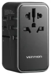 Uniwersalny adapteris podr&oacute;żny z ładowarką Vention 100W GaN 1x USB-A 3x USB-C czarny