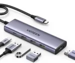 &bdquo;Ugreen 15596&ldquo; ne&scaron;iojamojo kompiuterio dokas / prievadų replikatorius, laidinis, USB 3.2 Gen 1 (3.1 Gen 1), A tipo + C tipo, aliuminis