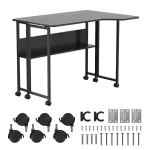 Maclean Folding Desk/Table, Black, Mobile, 100x73 cm, max. 50 kg, Angled, L-Shaped, MC-126 L/B