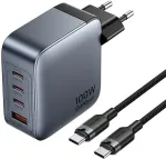 Ładowarka Vention 100W GaN 1x USB-A 3x USB-C + kabelis USB-C iki USB-C 1m