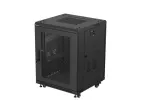 Standing rack cabinet 19 inch 15U 600x600 perforated door black (Flat pack)