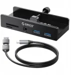 HUB USB-C Orico MH5PMM-10-BK-BP aktywny przykręcany, 2x USB-A, czytnik SD, minijack 3,5 mm, czarny