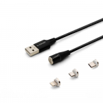 Savio CL-155 USB kabelis 2 m USB 2.0 USB C Micro USB A/Lightning juodas