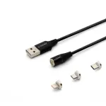 Savio CL-155 USB kabelis 2 m USB 2.0 USB C Micro USB A/Lightning juodas