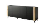 FARO komoda 200x42x82 matinė juoda + ąžuolo dirbiniai