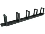 Alantec PK048 1U 19" kabelių organizatorius su &scaron;lifuotu žiedu, 5 plastikiniais laikikliais
