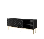 ABETO RTV spintelė ant auksinio plieno rėmo 150x42x60 juoda/blizgi juoda