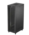 Szafa instalacyjna rack stojąca 19 cali 47U 800x1200 czarna drzwi perforowane LCD (flat pack) V2