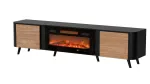 Cama Volare RTV spintelė 200 x 39 x 49 cm juoda/rie&scaron;utmedžio spalvos + židinys