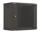 19" Wall-Mount Rack Cabinet 540 &times; 350 mm Black with Glass Door (Flat Pack)