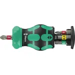 Wera Kraftform Kompakt Stubby Magazine RA 1, bit set black/green, 6-piece, 1/4", with ratchet function