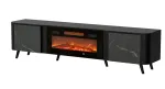 Cama RTV spintelė Volare 200 x 39 x 49 cm juoda/San Sebastian + židinys