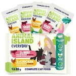 ANIMAL ISLAND Kasdieninis vi&scaron;tienos ir jautienos filė sultinyje - &scaron;lapias kačių ėdalas - 4 x 85 g