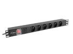 LANBERG maitinimo laido stovas, 19 colių (1U, 16A, 6x 230V, 2m)