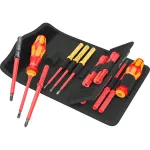 Wera Kraftform Kompakt VDE 18 Universal 2 Tool Finder, 18-piece, screwdriver red/yellow, including 2 plug-in handles, VDE interchangeable blades