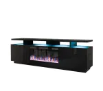 RTV EVA spintelė su elektriniu židiniu, 180x40x52 cm, juoda/blizgi juoda