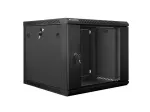Lanberg prie sienos montuojama stelažinė spintelė 19'' 9U 600x600mm juoda (stiklinės durys)