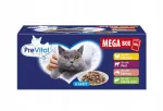 PREVITAL Mega Box ver&scaron;ienos, la&scaron;i&scaron;os, kepenėlių ir vi&scaron;tienos &scaron;lapias kačių ėdalas - 40 x 100 g