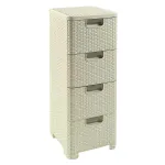 CURVER Rattan 209907 Storage Unit with 4 &times; 14 L Drawers, Cream