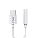 USB 3.1 C (M) &ndash; 3,5 mm lizdas (F) garso adapteris, baltas, SAVIO AK-51