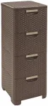 CURVER Rattan 209906 Storage Unit with 4 &times; 14 L Drawers, Dark Brown