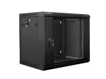 Lanberg 19'' prie sienos montuojama instaliacinė spintelė 9U 600x450mm juoda (stiklinės durys)