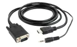 &bdquo;Gembird A-HDMI-VGA-03-6&ldquo; vaizdo kabelio adapteris, 1,8 m, HDMI A tipo (standartinis) VGA (D-Sub) + 3,5 mm, juodas